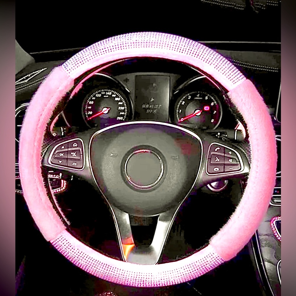 Pink Steering Wheel Plush Cover